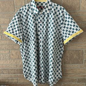 Robert Graham Clip It Printed Short-Sleeve Woven Shirt Tailored Fit Clothespin